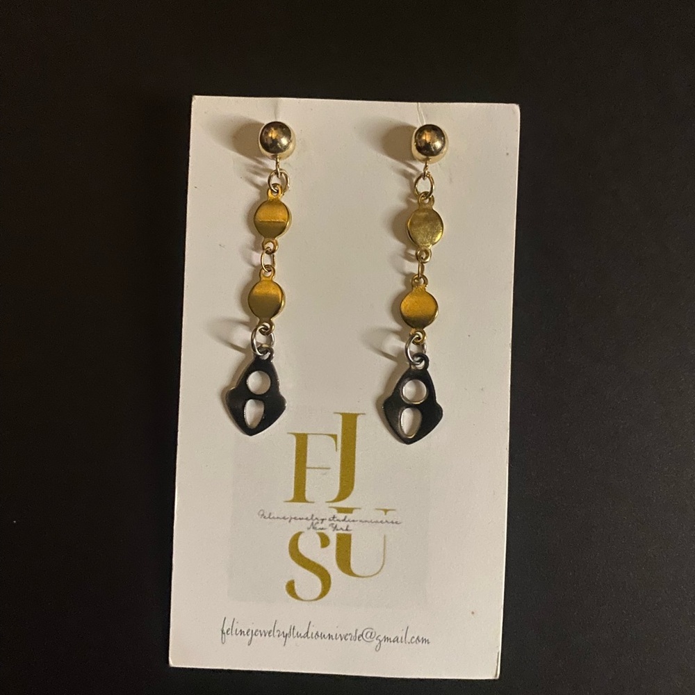 Hand crafted Chic Gold and  Titanium Drop Earrings